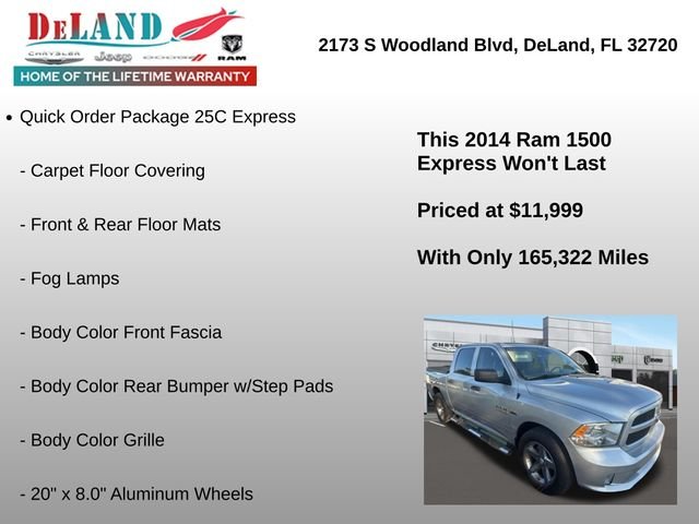 Used 2014 RAM Ram 1500 Pickup Express with VIN 3C6RR6KT8EG324170 for sale in DeLand, FL