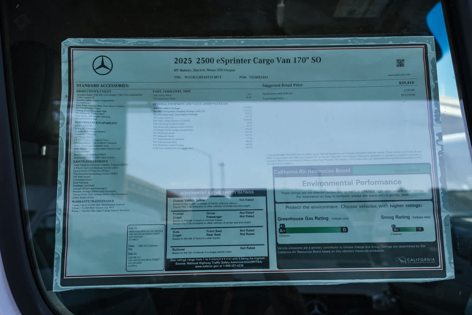 New 2025 Arctic White Mercedes-Benz Cargo 170 WB High Roof RWD Electric Motor image 30