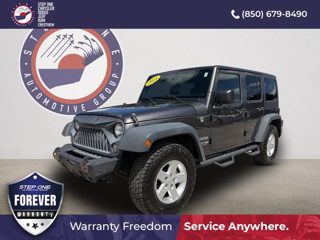 Used 2018 Gray Jeep Unlimited Sport image 1