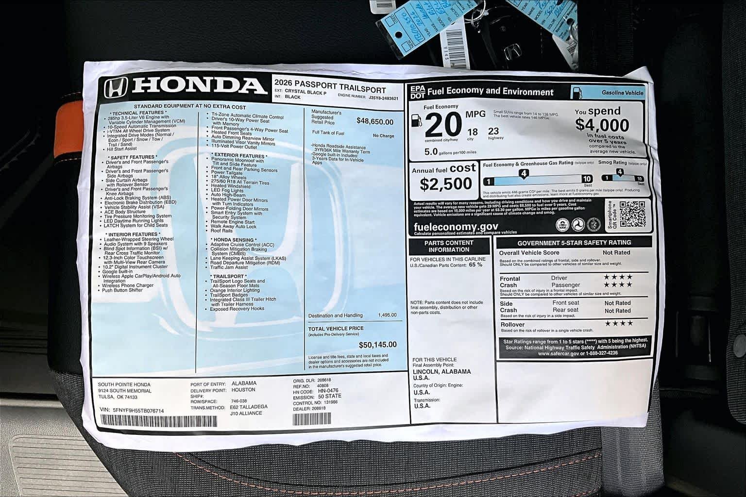 New 2026 Crystal Black Pearl Honda TrailSport image 21