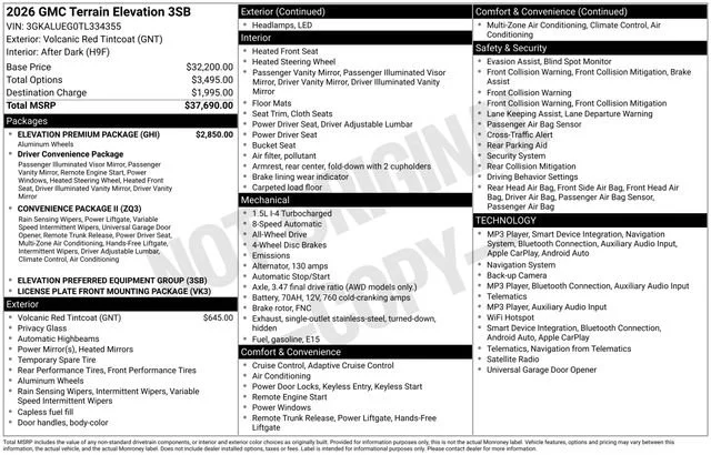 Used 2026 Volcanic Red Tintcoat GMC Elevation image 35