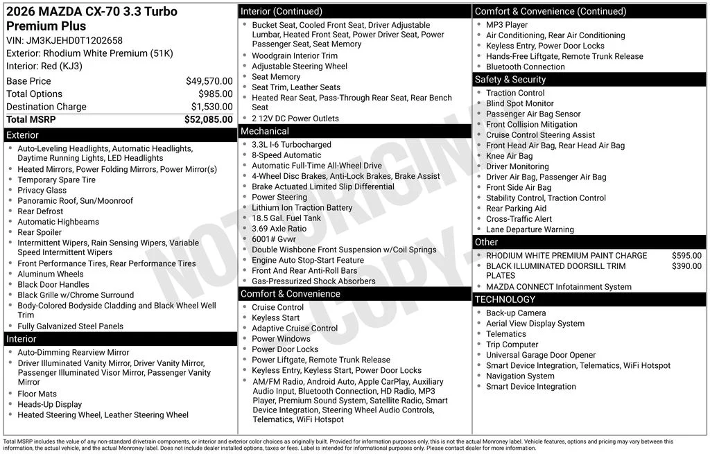 New 2026 Rhodium White Premium Mazda 3.3 Turbo Premium Plus image 2