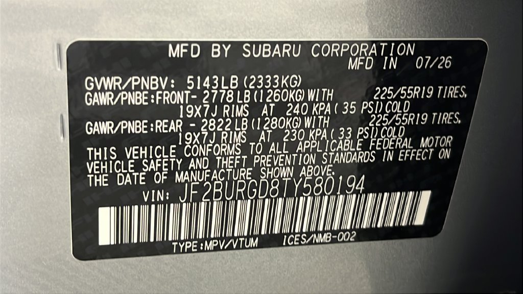 New 2026 ICE SILVER METALLIC Subaru Limited XT image 41