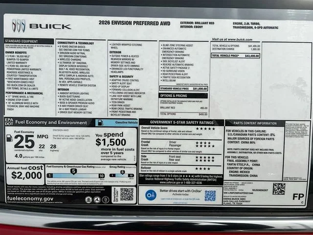 New 2026 Brilliant Red Buick Preferred image 22