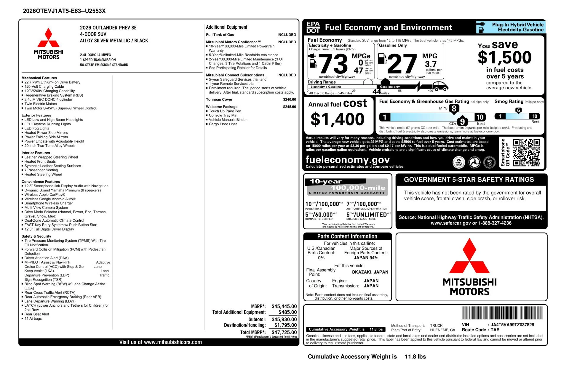 New 2026 Alloy Silver Metallic Mitsubishi SE image 11