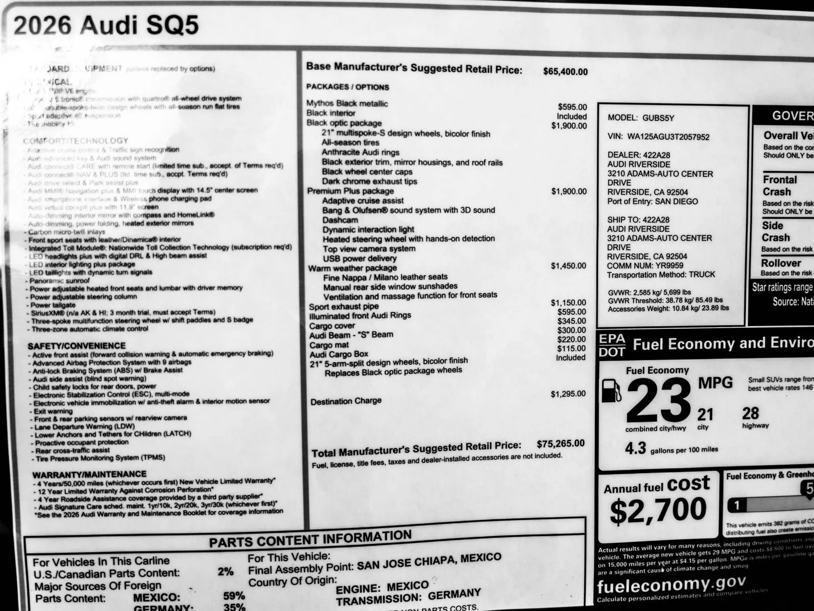New 2026 Mythos Black Metallic Audi Premium Plus image 27