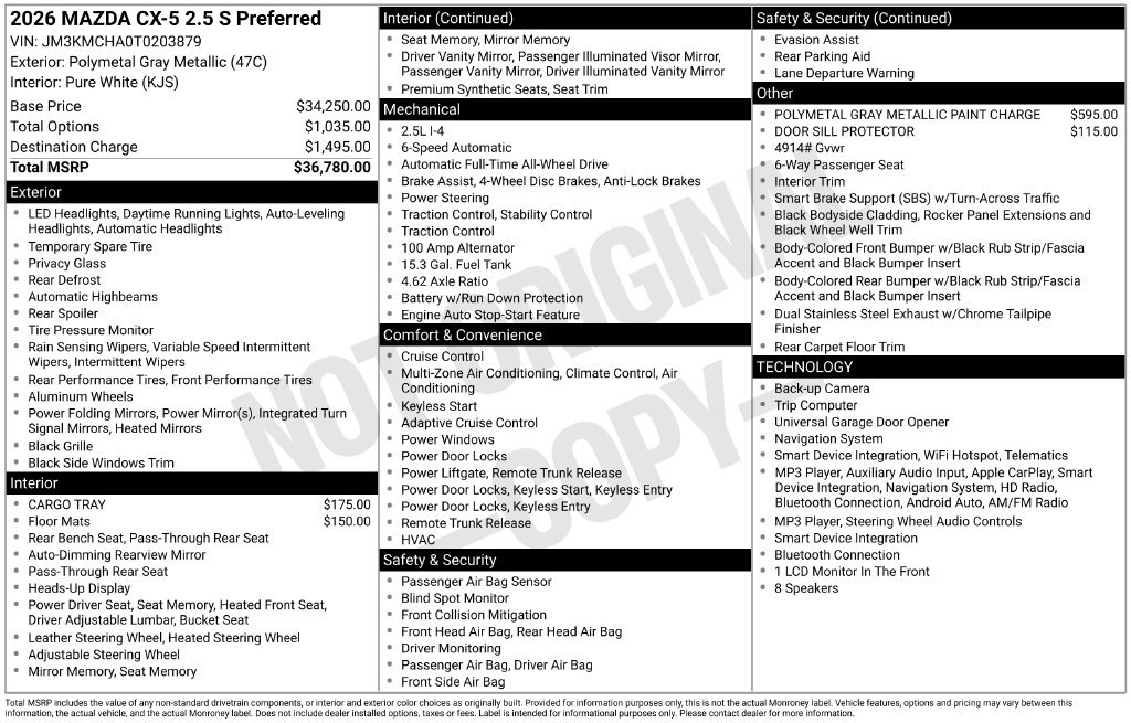 New 2026 Polymetal Gray Metallic Mazda 2.5 S Preferred AWD image 3