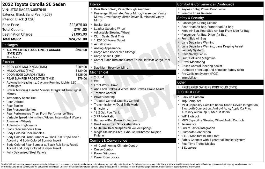 Used 2022 Black Toyota SE image 18
