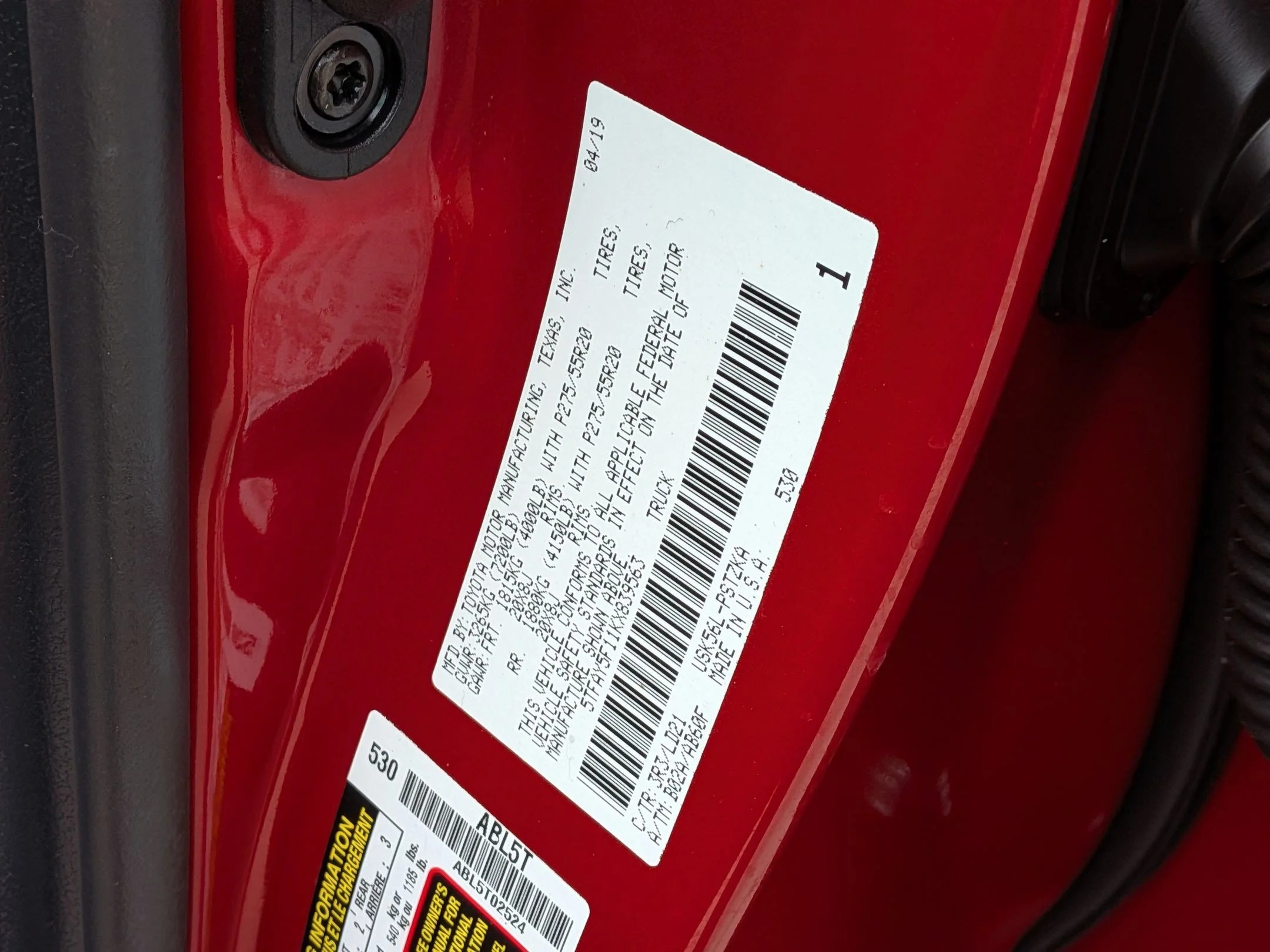 Used 2019 Barcelona Red Metallic Toyota 1794 Edition image 30