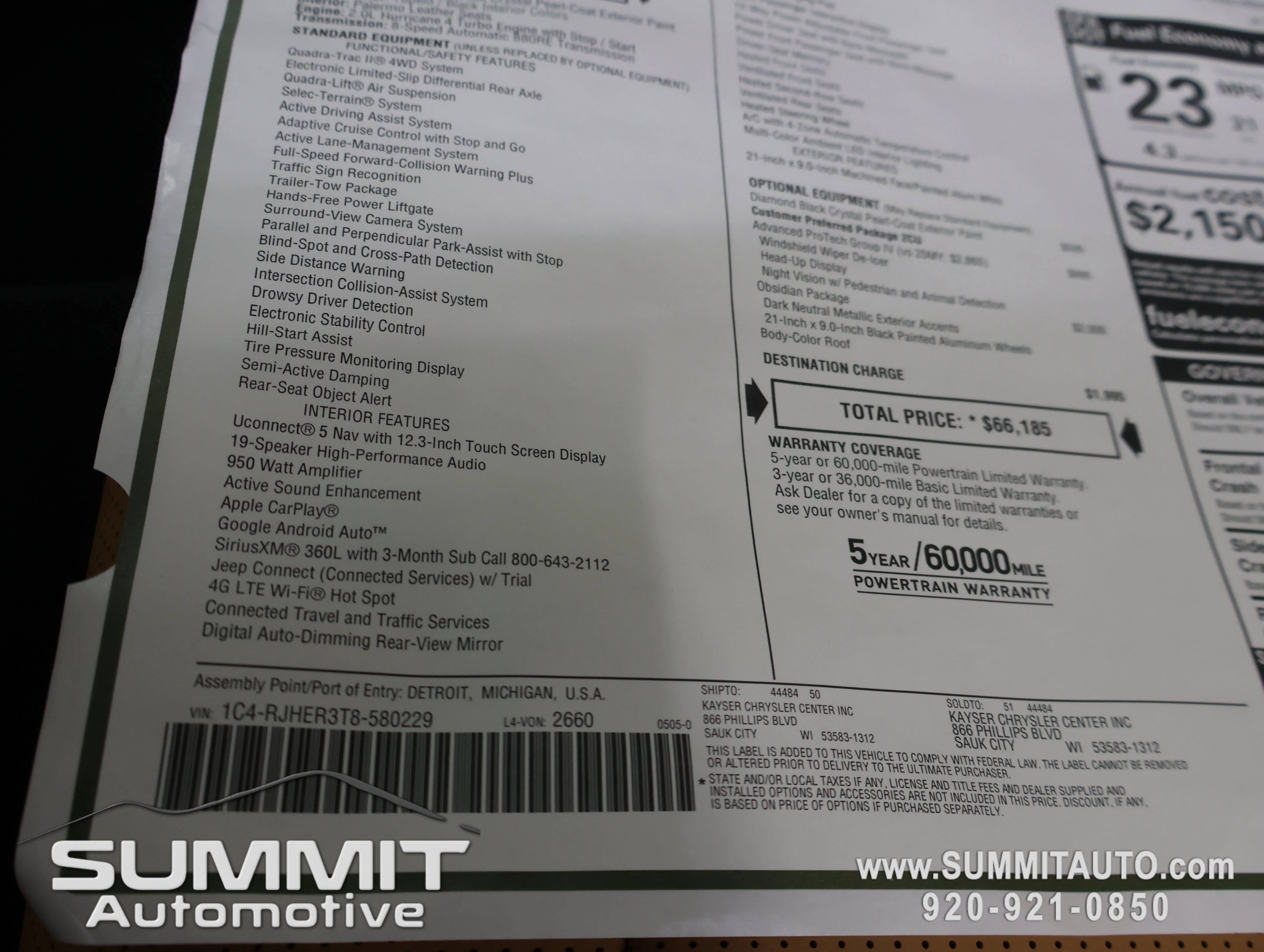 New 2026 Diamond Black Crystal Pearl-Coat Exterior Paint Jeep Summit image 46