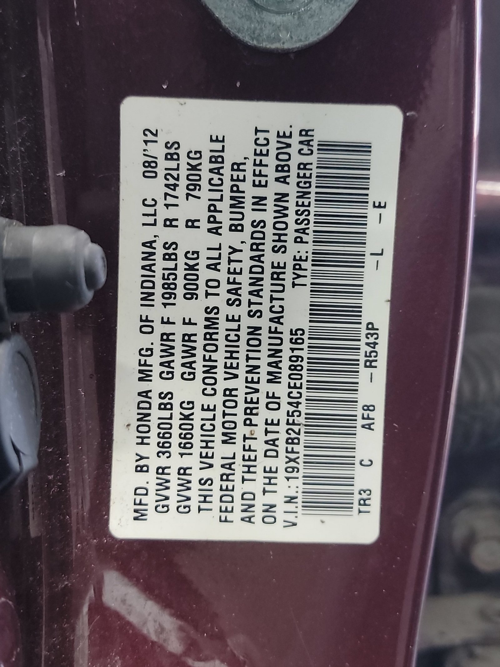 Used 2012 Crimson Pearl Honda LX image 31
