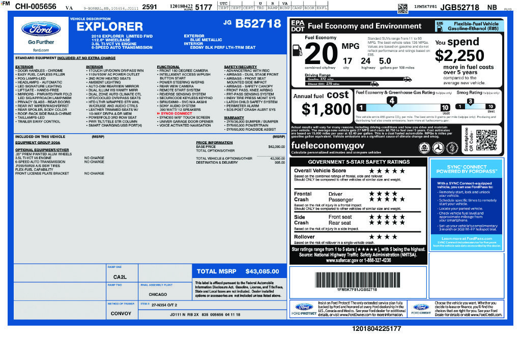 Used 2018 Blue Metallic Ford Limited image 35