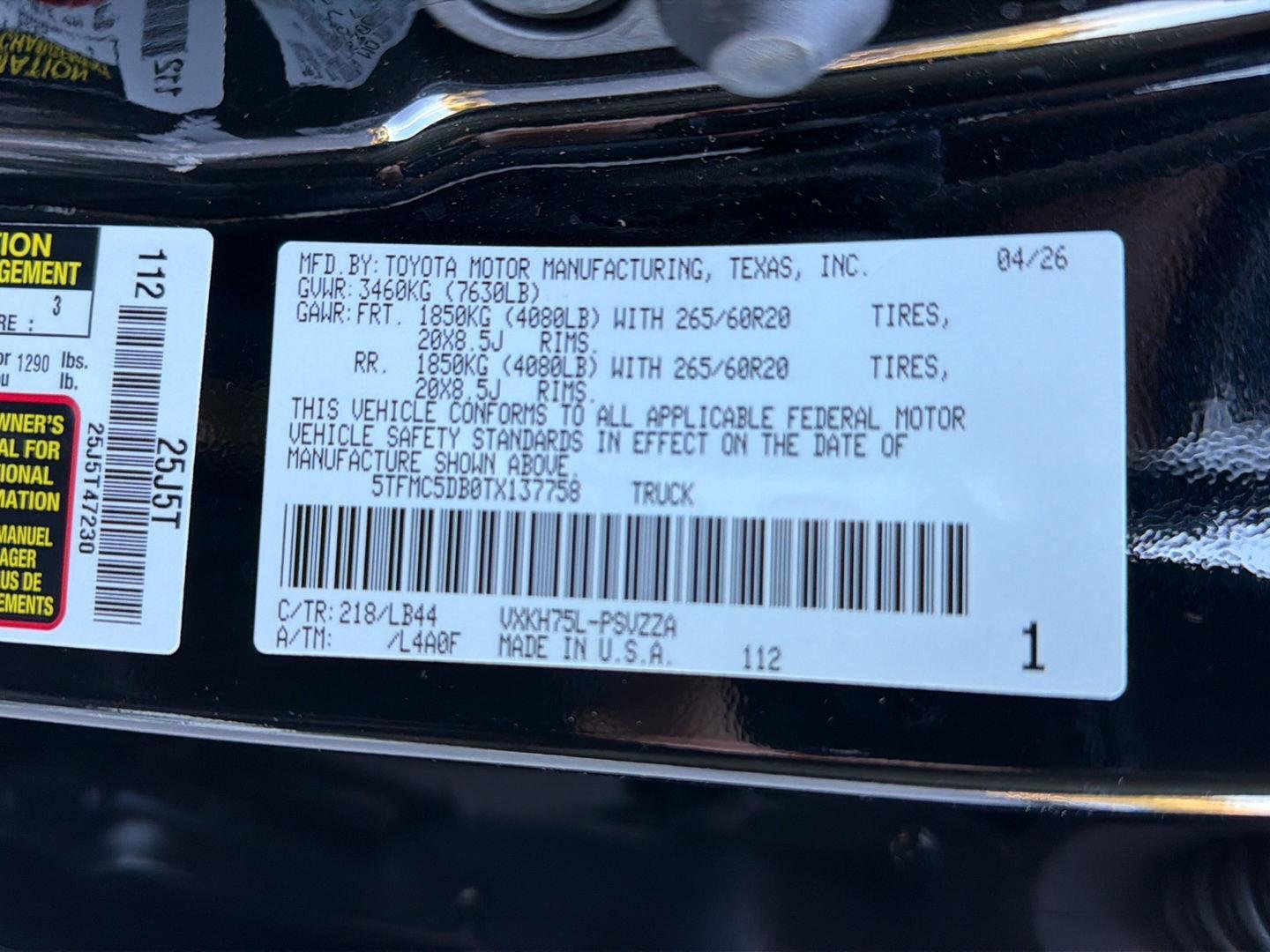 New 2026 Midnight Black Metallic Toyota 1794 Edition i-FORCE MAX image 37