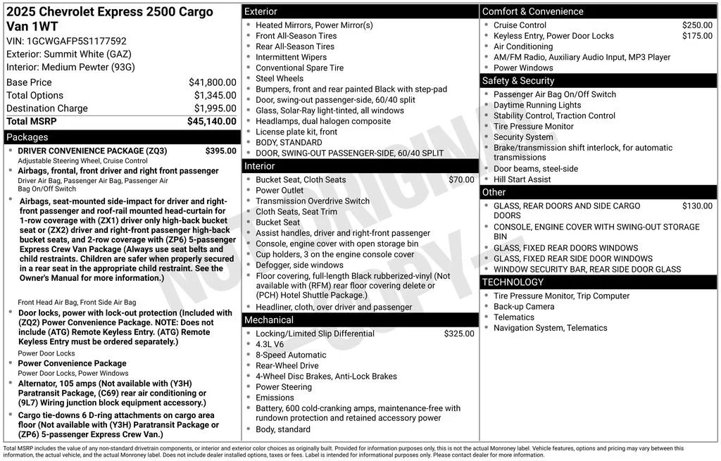 2025 Chevrolet Express Cargo Work Van - Photo 61