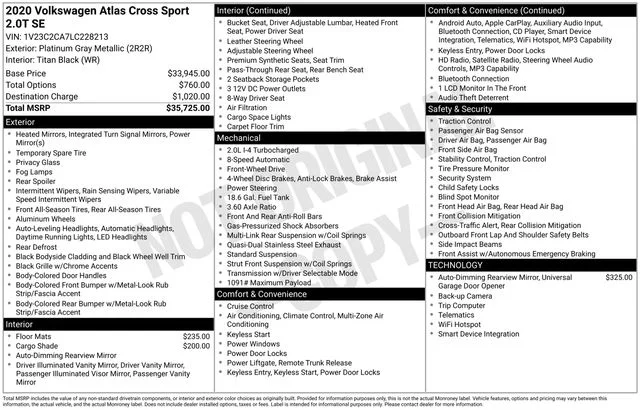 Certified Used 2020 Platinum Gray Metallic Volkswagen 2.0T SE image 53