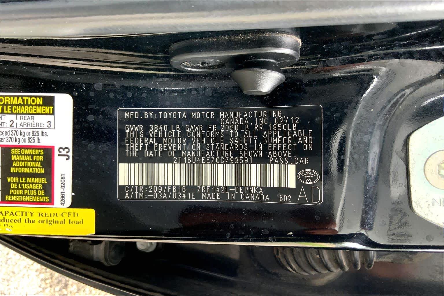 Used 2012 Black Sand Pearl Toyota LE image 35