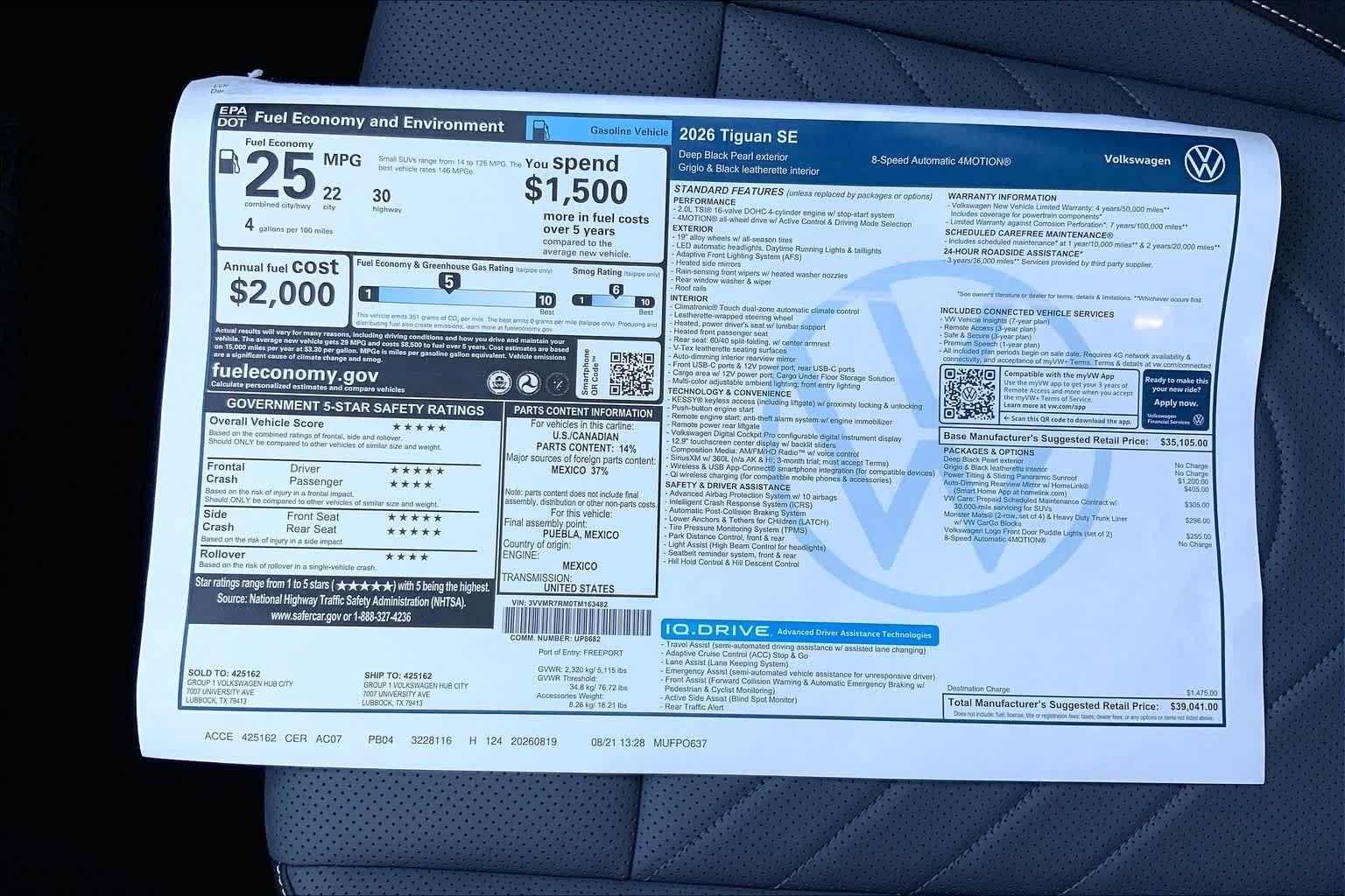 New 2026 Deep Black Pear Volkswagen SE image 22