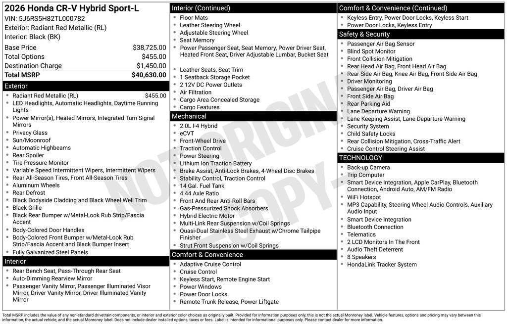 Certified Used 2026 Radiant Red Metallic Honda 2WD Sport-L Hybrid image 44