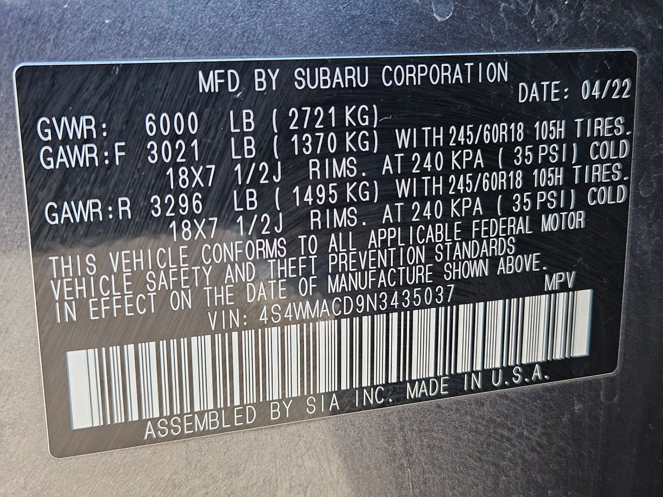 Used 2022 Magnetite Gray Metallic Subaru Premium image 33
