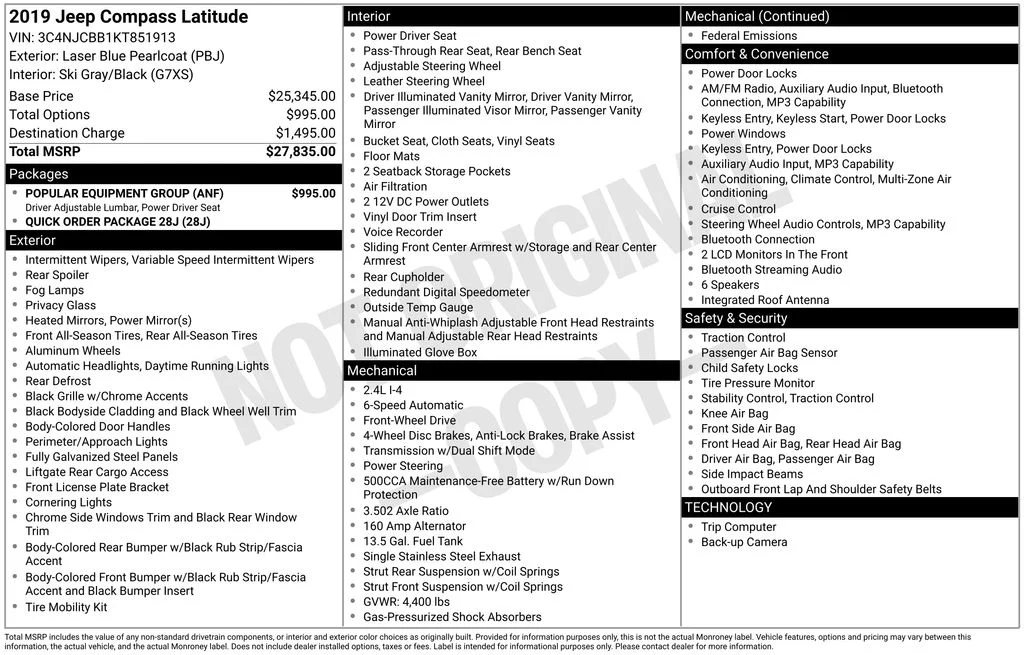 Certified Used 2019 Blue Jeep Latitude image 9