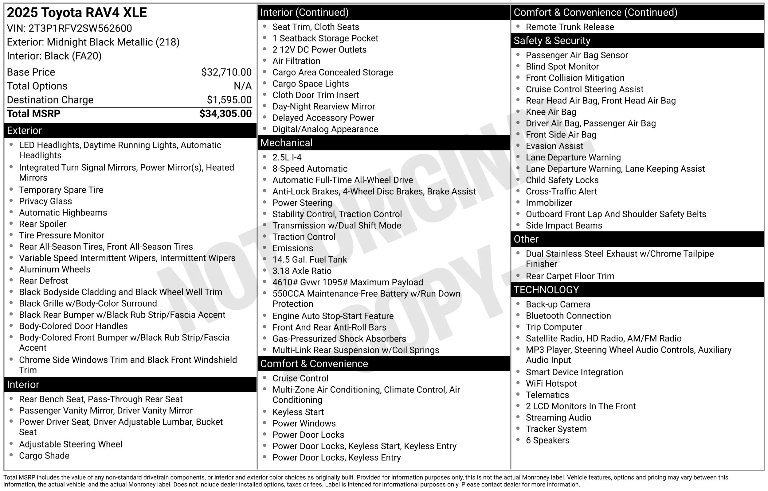 Used 2025 Midnight Black Metallic Toyota XLE image 38