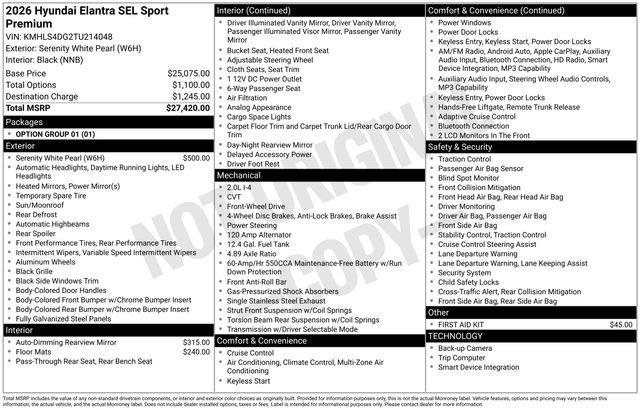 New 2026 White Hyundai SEL Sport image 5