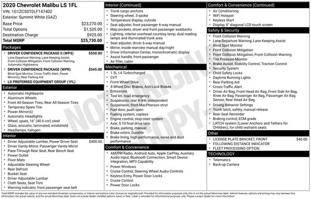 Used 2020 White Chevrolet LS image 26