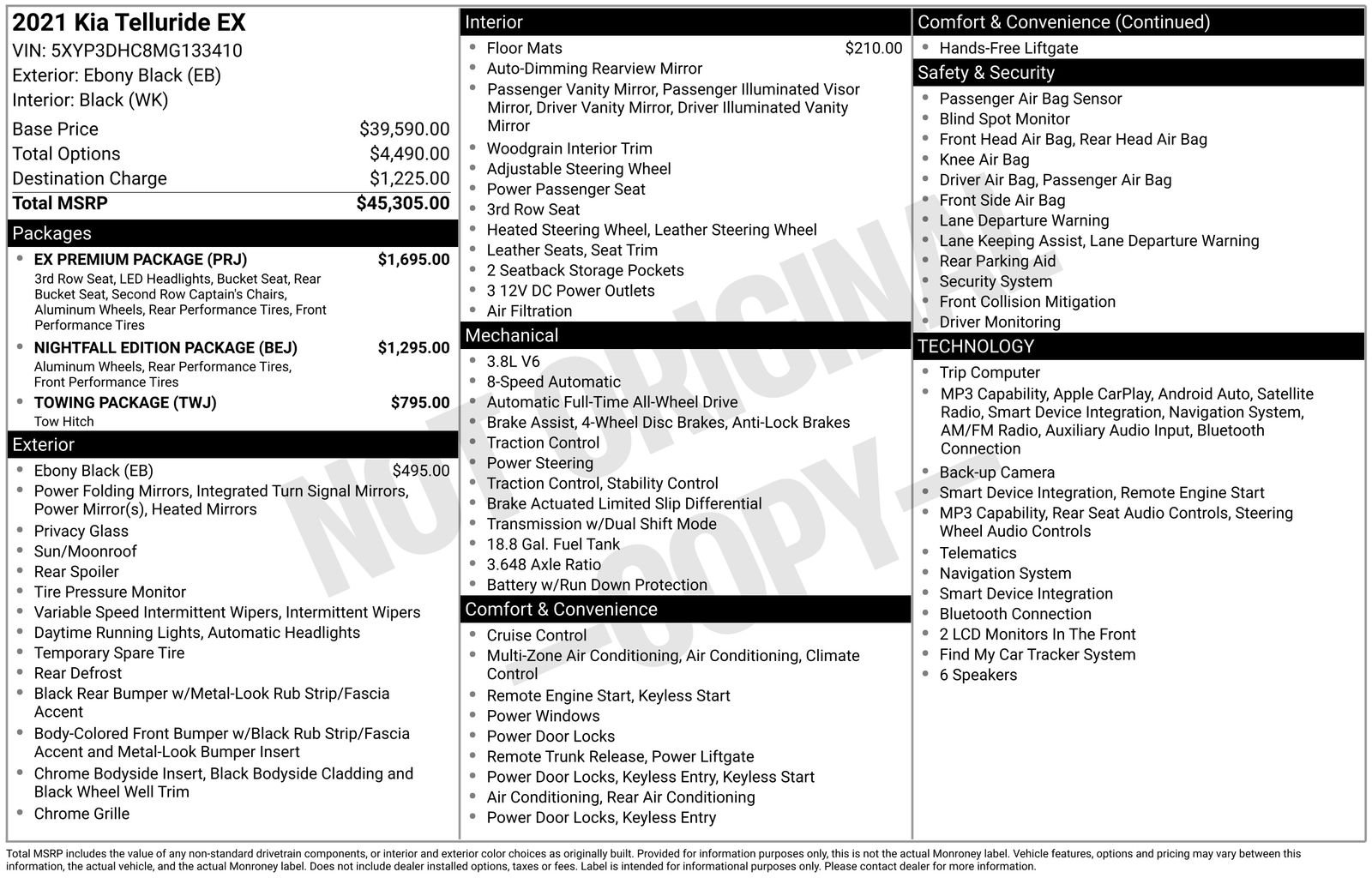 Used 2021 Black Kia EX image 9