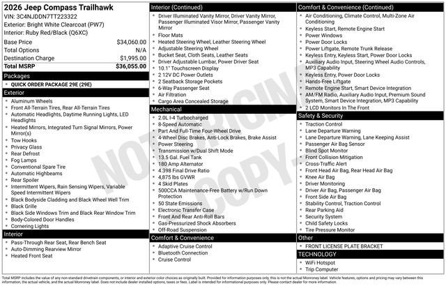 New 2026 Bright White Clear-Coat Exterior Paint Jeep Trailhawk image 5