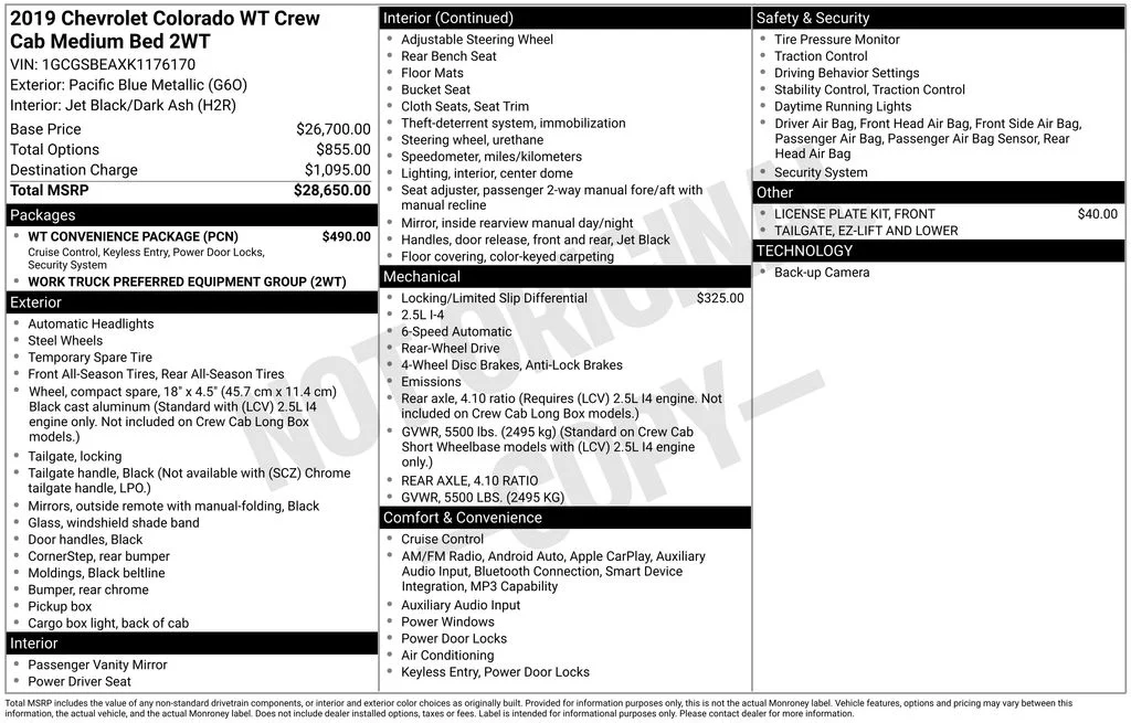 Used 2019 Blue Chevrolet Work Truck image 2