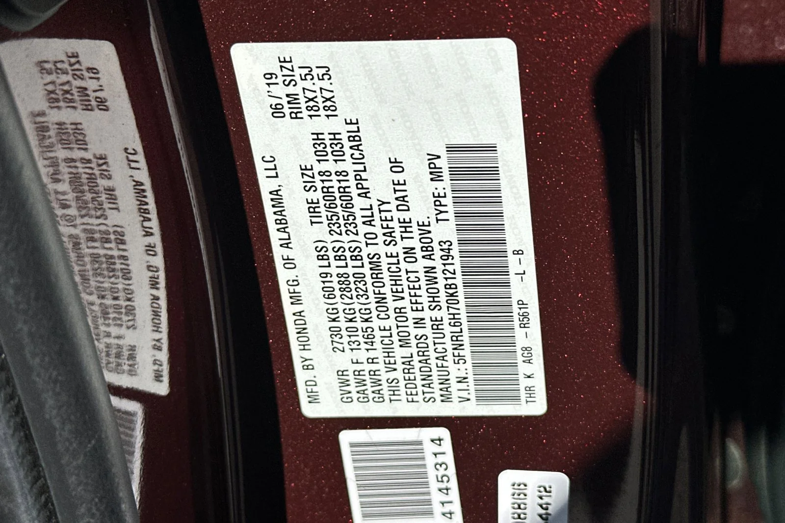 Used 2019 Red Honda EX-L image 29