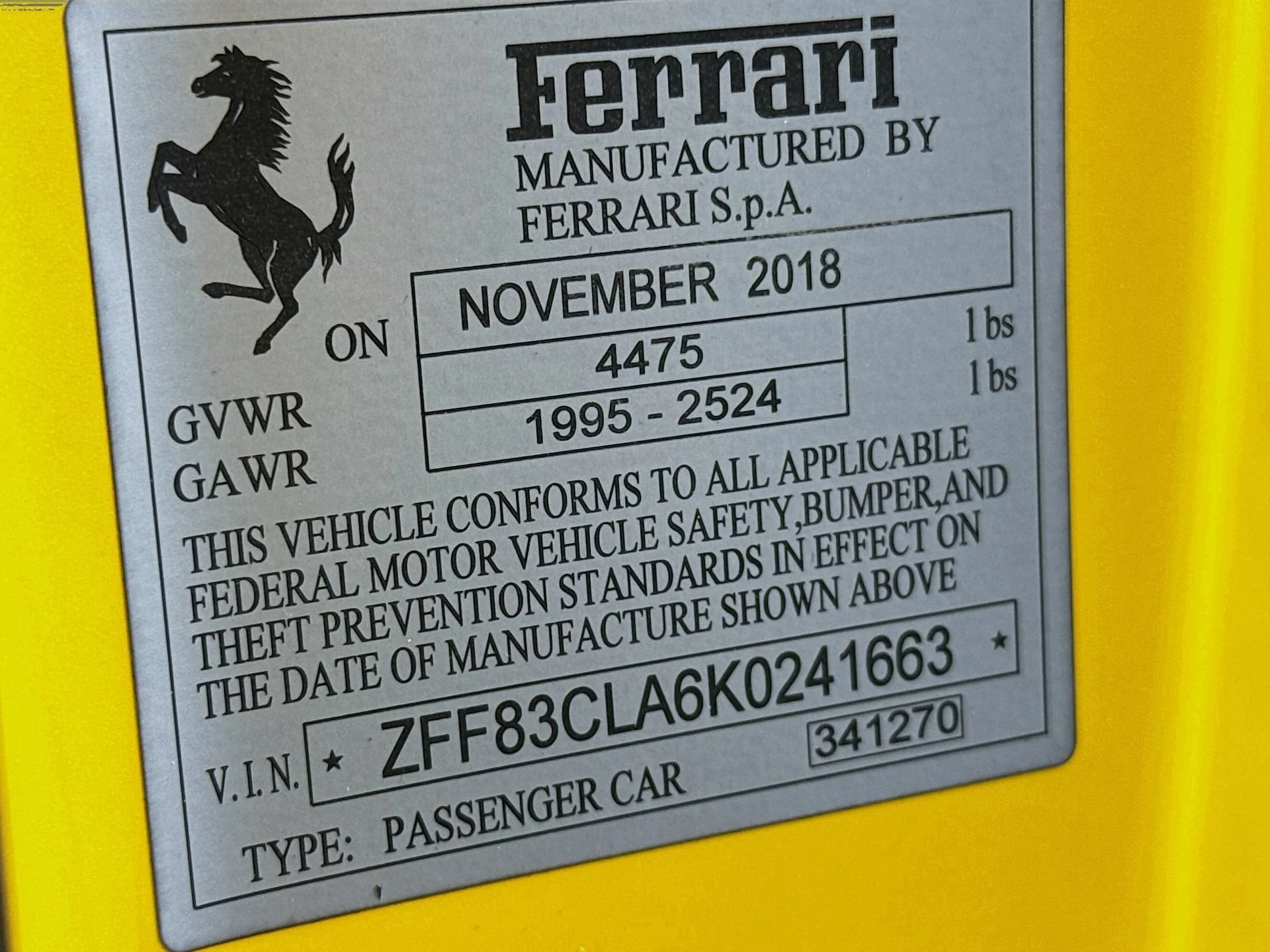 Certified Used 2019 Giallo Triplo Strato Ferrari Base image 27