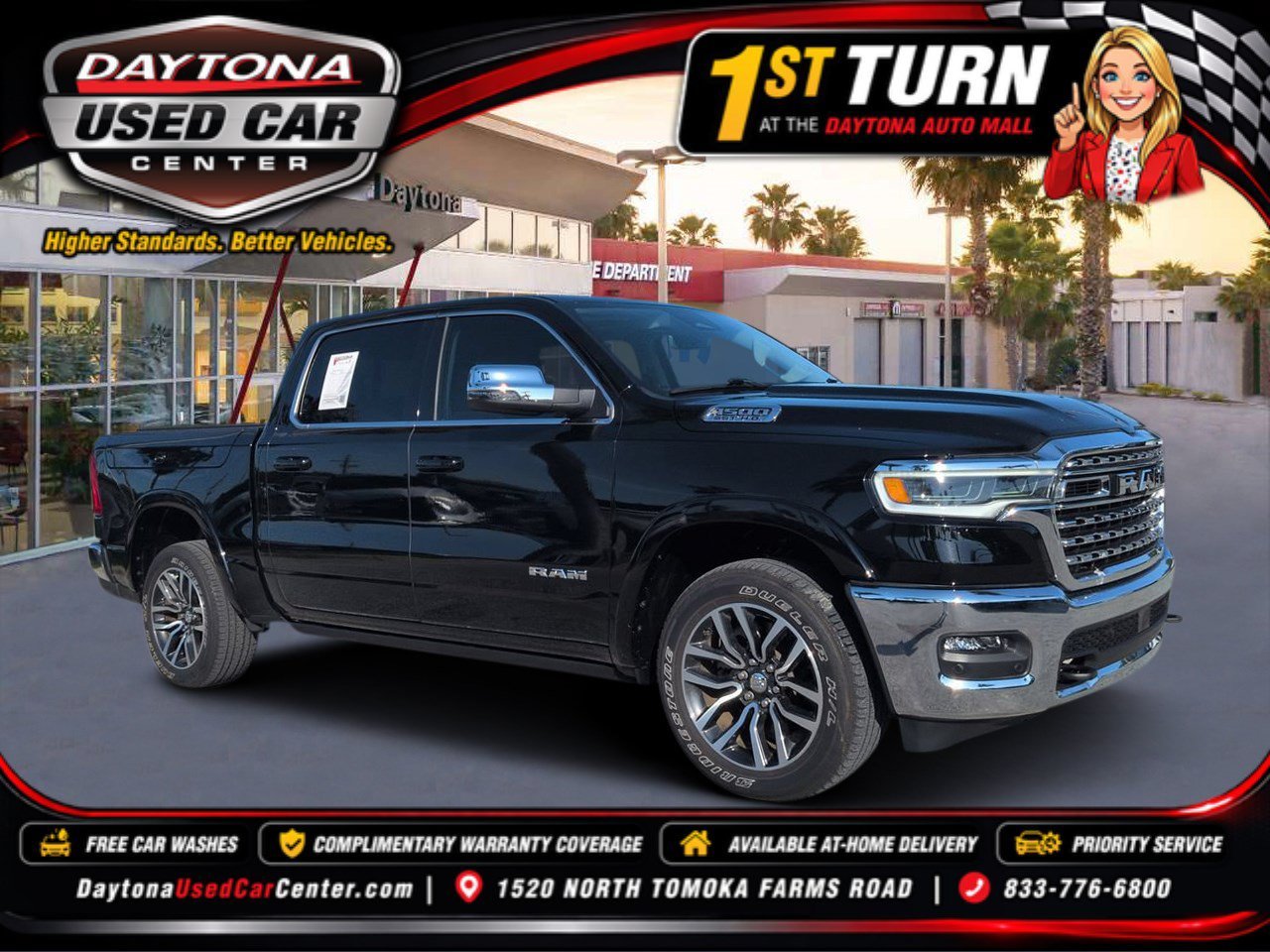 Certified Used 2025 Diamond Black Ram Longhorn image 1