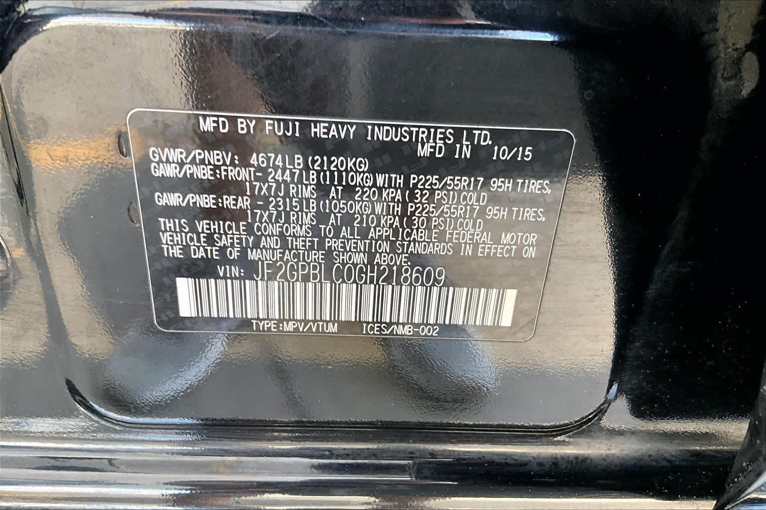Used 2016 Crystal Black Silica Subaru  image 34