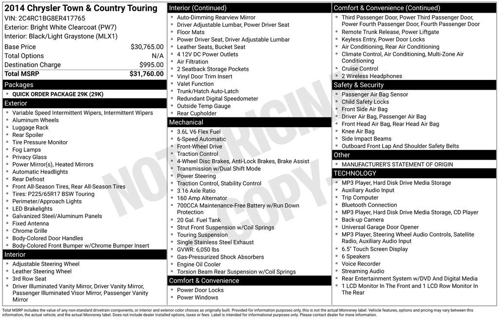 Used 2014 White Chrysler Touring image 4