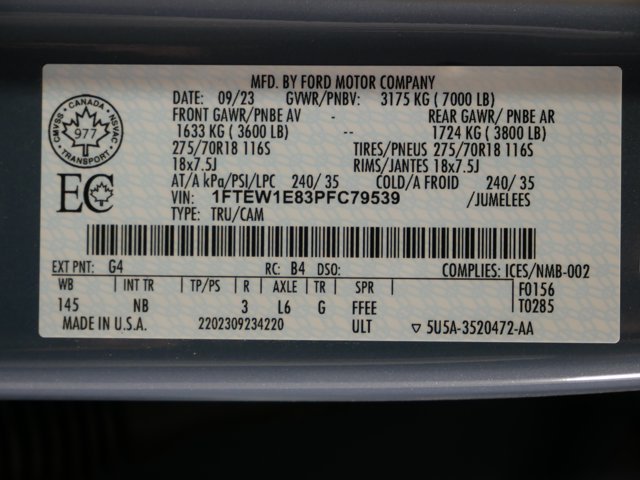 Used 2023 Azure Gray Metallic Tri-Coat Ford Crew Cab Tremor image 35
