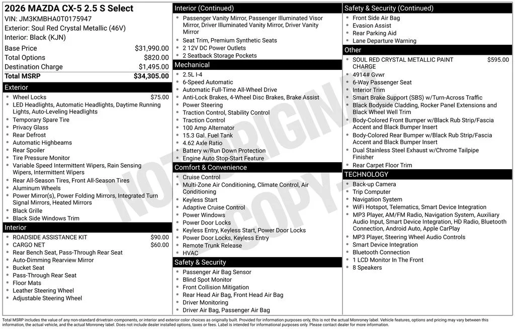 New 2026 Red Mazda 2.5 S Select image 2