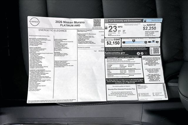 New 2026 Nissan Murano Platinum 4D Sport Utility