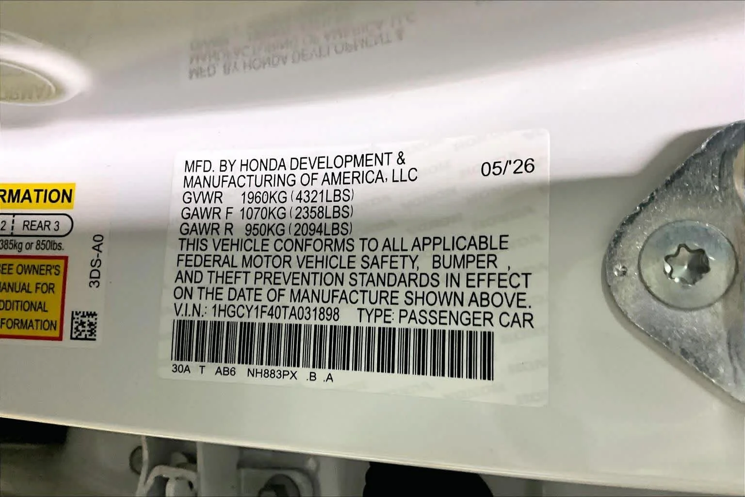 New 2026 Platinum White Pearl Honda SE image 20