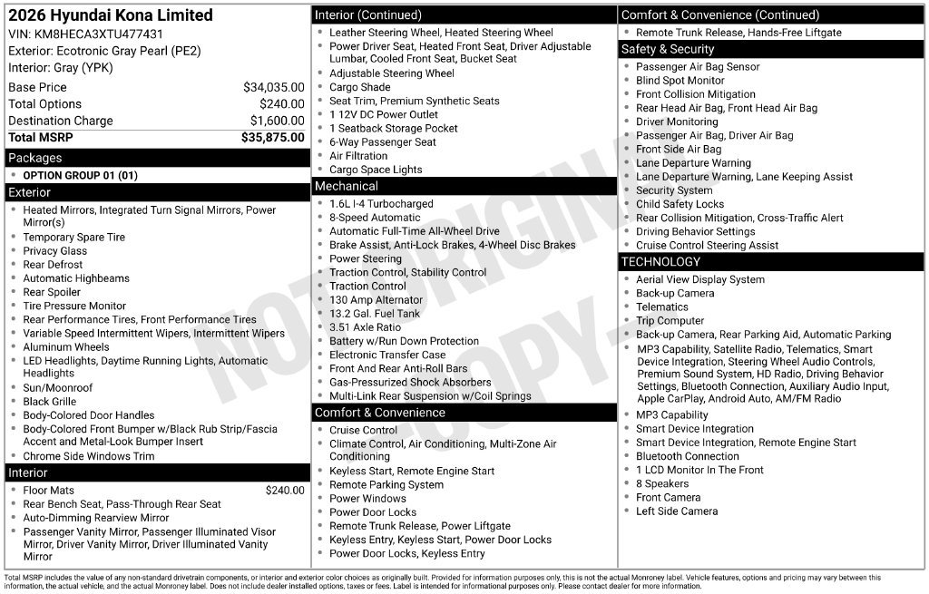 New 2026 Gray Hyundai Limited image 6