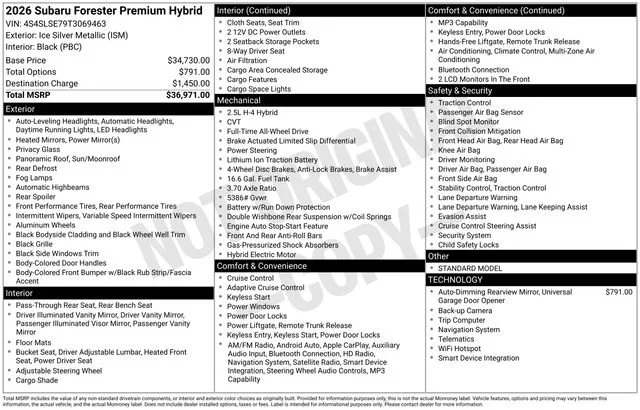 New 2026 Ice Silver Metallic Subaru Premium Hybrid image 34