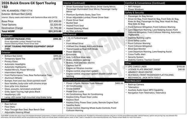 Used 2026 Red Buick Sport Touring image 30