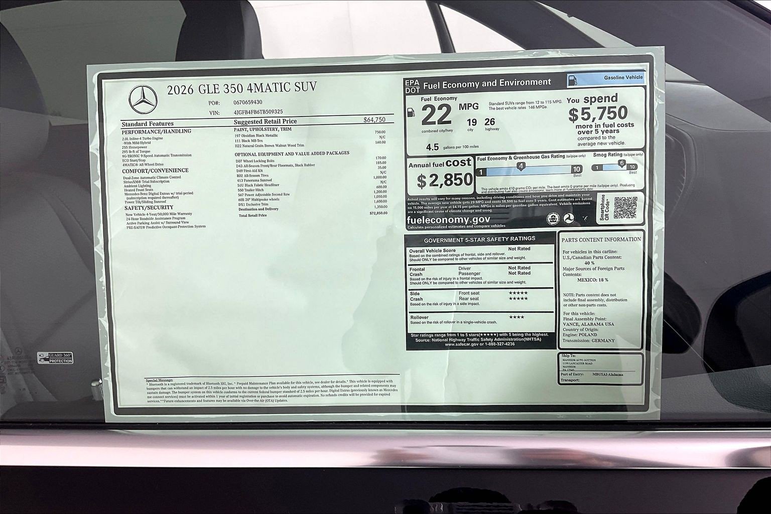 New 2026 Obsidian Black Metallic Mercedes-Benz GLE 350 image 28
