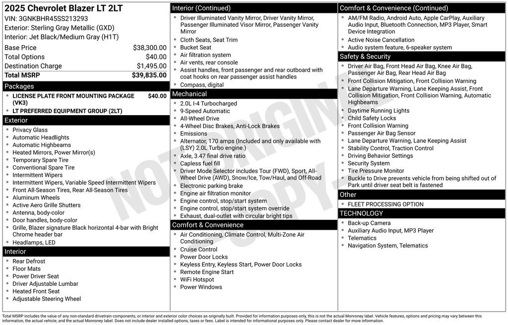 Used 2025 Chevrolet Blazer 2LT with VIN 3GNKBHR45SS213293 for sale in Elk River, Minnesota