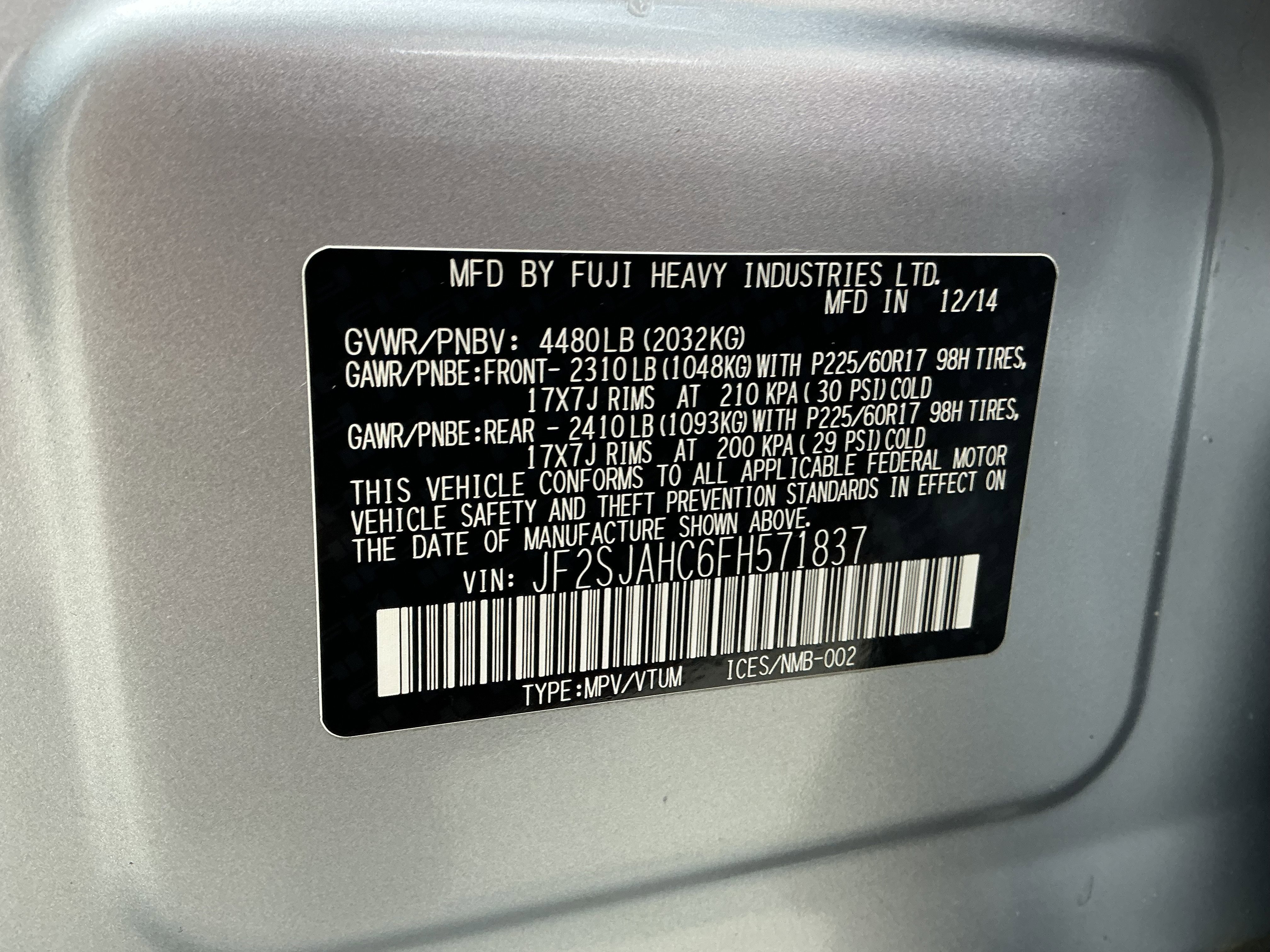 Used 2015 Ice Silver Metallic Subaru 2.5i Limited image 14
