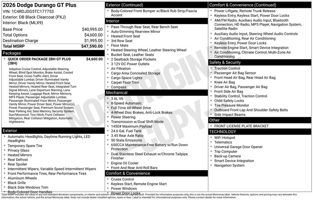 New 2026 Diamond Black Clear-Coat Exterior Paint Dodge GT Plus image 6