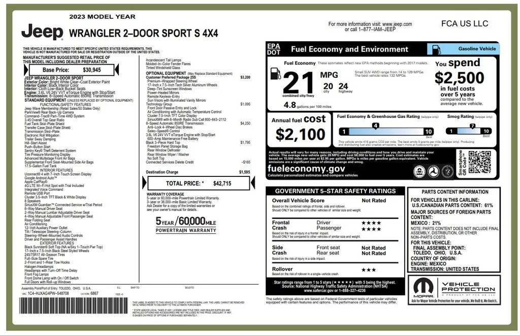 Certified Used 2023 White Jeep Sport S image 2
