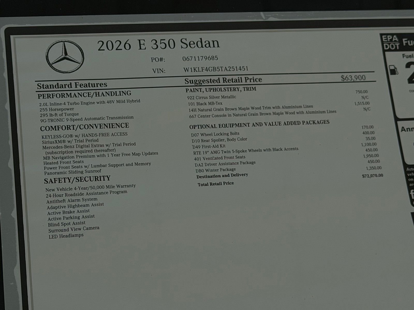 New 2026 Cirrus Silver Metallic Mercedes-Benz E 350 image 22