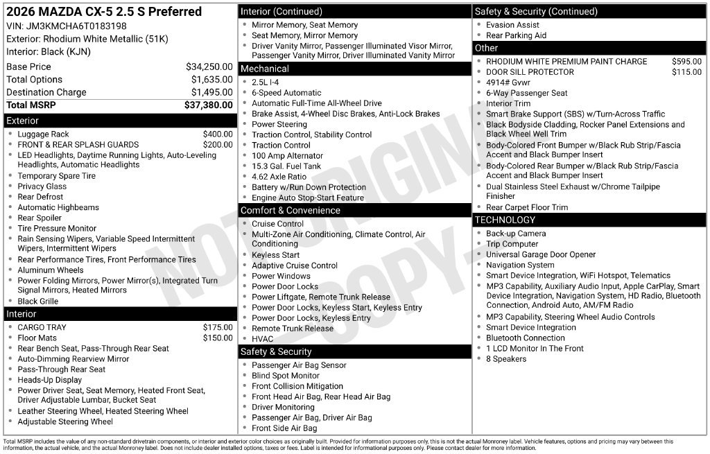 New 2026 Rhodium White Metallic Mazda 2.5 S Preferred AWD image 3