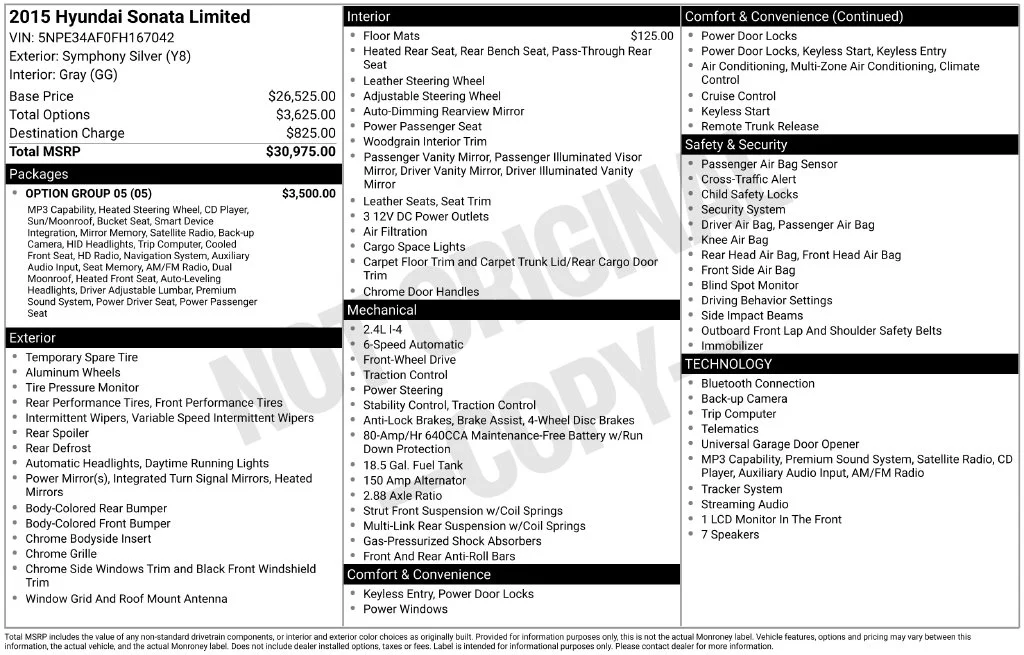 Used 2015 Silver Hyundai Limited image 11
